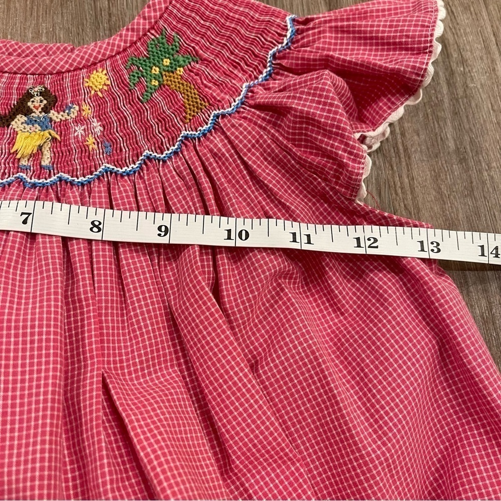 Be Mine Smocked Dress Toddler Girl Size 4 Pink Hawaiian Hula Colorful Tropical - Picture 6 of 8